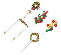 HUSHUI Ensemble de Jouets Perruches 5 Pièces, pour Décoration de Noël et Jeu pour Oiseaux de Compagnie, Faits de Bûches Naturelles Non Toxiques (Combinaison de Noël 5 pièces)