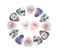 HUSHUI Ensemble de Médiators de Guitare en Celluloïd Moyen, 13 Plectres Uniques avec Boîte pour Guitaristes et Musiciens, Matériau Durable et Flexible (chiffre)