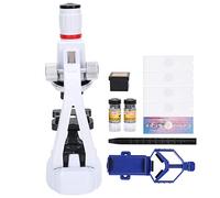 HUSHUI Ensemble de Microscopes pour Enfants avec Grossissement Haute Définition 1200X pour Les Projets éducatifs D'exploration et Scientifiques pour Les Enfants, Matériau ABS et Lumière LED
