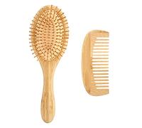 HUSHUI Ensemble de Peignes en Bambou Naturel Antistatiques pour Cuir Chevelu Sensible, 2 Pièces (Ensemble)