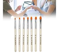 HUSHUI Ensemble de Pinceaux à Ongles, 7 Pièces, Poignée Transparente, Brosse Durable pour Nail Art, pour Bricolage, Peinture sur Ongles et Dessins de Gel (Or)
