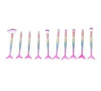 HUSHUI Ensemble de Pinceaux de Maquillage 10 Pièces, Kit de Pinceaux de Maquillage Professionnel à Poils Doux avec Poignées en écailles de Poisson Colorées, pour Blush, Fard à