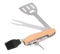 HUSHUI Ensemble D'outils de Barbecue 5 en 1, Ensemble combiné de Gril en Acier Inoxydable avec Spatule, Brosse, Fourchette, Ouvre-Bouteille, Portable pour Voyage, Camping, Pique-Nique