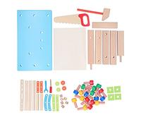 HUSHUI Établi en Bois pour Enfants, Jouet avec Blocs de Construction éducatifs pour Un Jeu Imaginatif, Idéal pour Les Enfants de 36 Mois et Plus, en Tilleul et Hêtre, 12 X 6,5 X 11,6 Pouces (Table à