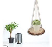 HUSHUI Étagère à Plantes Rustique, Support Suspendu Décoratif pour la Décoration de la Maison avec Corde de Chanvre et Bois 24x2cm (24 * 2cm)