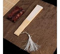 HUSHUI Éventail Pliant Fait à la Main en Bois Vintage, Décoration élégante pour les Fêtes de Mariage et la Maison, 22CM/8.6 Pouces, Rose (éventail blanc à tige blanche)