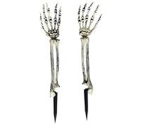HUSHUI Halloween Squelette Mains, Halloween Squelette Ensemble Effrayant Squelette Mains Stake Faux Os de Main Humaine pour Intérieur Extérieur Halloween Décor