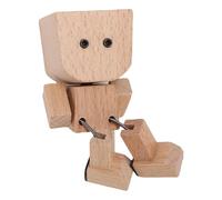 HUSHUI Homme en Bois Tremblant, Conception Unique de Jambe Pivotante avec 12 Expressions Remplaçables, Figurine en Bois de Hêtre Fabriquée à la Main pour Bureau, Tableau de Bord de