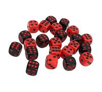 HUSHUI Jeu de Dés Brillants à Six Faces, 48 unités, étanche, Noir et Rouge, Idéal pour Les Jeux de Table et Les Mini-Jeux, Plastique Durable 1,5 Cm