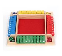 HUSHUI Jeu de société de Dés en Bois, Jeu de Mathématiques Amusant et éducatif pour 2 à 4 Joueurs, Vacances en Famille, 8,7 X 8,7 X 1,4 Pouces (Fond Rouge)