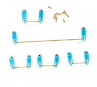 HUSHUI Jeu de Stabilisateurs de Clavier Mécaniques avec Vis Plaquées Or pour Une Personnalisation DIY 61/64/87 et des Performances Améliorées (Bleu Transparent)