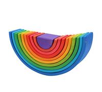 HUSHUI Jouet à Empiler en Bois avec Blocs de Construction Colorés en Demi-Cercle pour L'éducation Précoce des Enfants, 10 Pièces en Pin