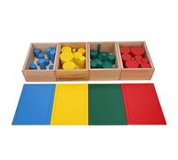 HUSHUI Jouet Cylindres Colorés pour Enseigner Les Compétences Sensorielles, Jeu Amusant D'éducation Précoce pour Les Enfants, Matériel en Bois, 40 Pièces au Total