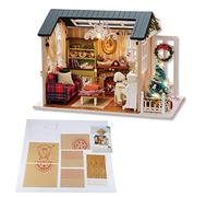 HUSHUI Jouet de Maison Miniature en Bois pour Enfants, Bricolage avec Lumière LED, Décor Romantique pour Enfants âgés de 8 Ans et Plus, Matériau écologique 21x12.5x14.5cm