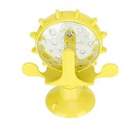 HUSHUI Jouet Distributeur de Nourriture pour Chat ABS, Jouet Rotatif Interactif pour Animaux de Compagnie avec Rotation à 360 Degrés et Base à Ventouse, pour Que Les Chats Puissent (Jaune)