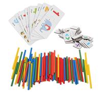 HUSHUI Jouet éducatif de Correspondance de Nombres Mathématiques, Jeu de Comptage en Bois pour Enfants de 3 Ans et Plus, en Bois Naturel Non Toxique, 105 Bâtons (Appariement de numéros)