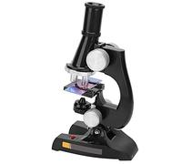 HUSHUI Jouet éducatif Microscope avec Lumière LED pour L'exploration Biologique à la Maison et à L'école pour Les Enfants de 8 Ans et Plus ((Noire))