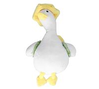 HUSHUI Jouet en Peluche de Canard de Fleurs, Animal en Peluche Mignon avec Chapeau Floral et Sac à Dos, Corps Doux Yeux Brillants, Tête Floue pour Enfants Adultes Décor (Jaune)