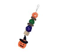 HUSHUI Jouets à Mâcher pour Oiseaux d'halloween, Jouet Durable en Bois de Pommier et Boule de Rotin, Jouet Suspendu pour Perroquets et Petits Animaux de Compagnie, 1 unité (Chapeau Citrouille)