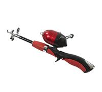 HUSHUI Kit combiné de Canne à Pêche pour Enfants pour S'amuser en Plein Air, Canne à Pêche Télescopique de 140 Cm avec Moulinet et Leurres pour Les 10 à 12 Ans, Matériau PVC et EVA Durable (Rouge)