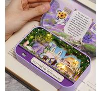 HUSHUI Kit de Maison de Poupée en Bois Bricolage avec Lumière LED, Décoration Amusante, Cadeau pour Enfants de 14 Ans et Plus, 14,3x8,4x2,6 Cm (Q-010 Fais de Beaux rêves Entre Les Fleurs)