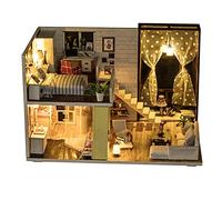 HUSHUI Kit de Maison de Poupée Miniature de Style Simple, Jouet D'assemblage, Cadeau pour Une Expérience Amusante en Famille, Bois Composite 10,6 X 7,7 X 6,5 Pouces