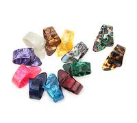 HUSHUI Kit de Médiators pour Guitare, 12 Pièces, en Cellulose, pour Banjo, Ukulele, avec Finition Brillante, Tenue Confortable, Multicolore