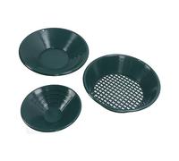 HUSHUI Kit D'orpaillage en Plastique ABS, 3 Casseroles de Lavage d'or Rondes Vertes avec Conception à 90 Degrés pour la Prospection d'or, L'extraction de Pépites