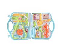 HUSHUI Kits de Jouets de Docteur pour Enfants, Ensemble de 15 Pièces de Jeu de Simulation de Docteur, Stéthoscope éducatif et Outils Médicaux pour Jeu de Rôle, Matériaux en Plastique Bleu Clair