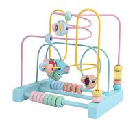 HUSHUI Labyrinthe Cercles Autour de Perles Jouet éducatif pour L'apprentissage Précoce pour Les Enfants de 3 Ans et Plus Jouet de Puzzle Interactif en Bois 22,5 X 15 X 22 Cm (Emballage Macaron en