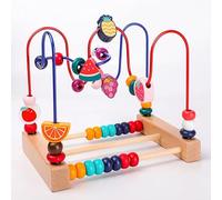 HUSHUI Labyrinthe de Perles en Bois, Jouet éducatif pour Les Tout-Petits, avec Exercices de Cognition des Couleurs et de Coordination, en Bois Sûr (Modèle de Fruits)