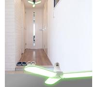 HUSHUI Lampe LED Pliable E27 34W, Super Brillante, Lame de Ventilateur, pour Entrepôt et Usage Domestique, Lumière Verte, 1 unité (Feu vert)