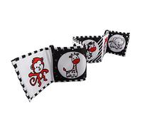 HUSHUI Livre en tissu pour bébé, noir et blanc, avec contraste élevé, pour le tirage précoce avec miroir amusant, exercice de coordination œil-main, portable, pour crèche et voyage, 90 x 15,3 cm