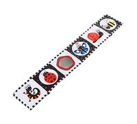 HUSHUI Livre en tissu pour bébé, noir et blanc, avec contraste élevé, pour le tirage précoce avec miroir amusant, exercice de coordination œil-main, portable, pour crèche et voyage, 32,3 x 5,3 pouces