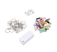 HUSHUI Lot de 80 Porte-Clés Vierges en Métal à Transfert de Chaleur Double Face avec Pompons pour Clés de Voiture, Cadeaux, Ornements, étiquettes de Sac à Dos