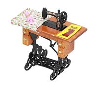 HUSHUI Machine à Coudre pour Maison de Poupée 1:12, Accessoire de Meubles Miniatures Vintage, Simulation pour Maison de Poupée, en Rondins et en Métal, Env.8x6x4.4cm