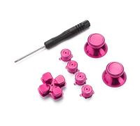 HUSHUI Manette de Jeu en Métal, Remplacement de Manette de Jeu en Alliage D'aluminium pour Contrôleur, avec Tournevis, 4 Options de Couleurs (Rose Rouge)