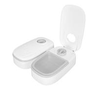 HUSHUI Mangeoire Automatique pour 2 Repas pour Animaux de Compagnie, Distributeur Intelligent de Nourriture Sèche ou Semi-Humide de Grande capacité avec Compartiment pour Sac de Glace (Grise)