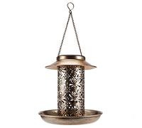 HUSHUI Mangeoire Solaire pour Oiseaux, Lampe Suspendue Portable pour Jardins et Cours, Fer Blanc Chaud 20x19,5 Cm