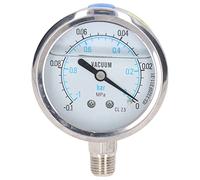 HUSHUI Manomètre à Vide à Double échelle, Haute Précision, pour Utilisation D'eau et D', 1/4 Pouces NPT en Acier Inoxydable (-0,1~0Mpa)