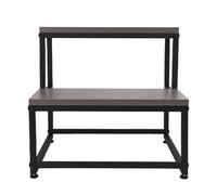 HUSHUI Marchepied en Bois, 2 Marches pour Enfants avec capacité de Charge de 226,8 Kg, Cadre en Bois et Métal épais, Bande de Roulement Antidérapante pour Salle de Bain, Cuisine,