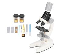 HUSHUI Microscope pour Enfants, Jouet éducatif Scientifique avec Lumière LED Grossissement 40X à 1200X, Oculaires HD et Diapositives D'échantillons pour Cadeau d'anniversaire pour (Blanche)