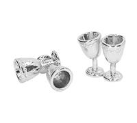 HUSHUI Mini Tasses à Champagne, Simulation Exquise, Verres à Vin pour Décor de Maison de Poupée 1:12, 4 Pièces (4 Argent)