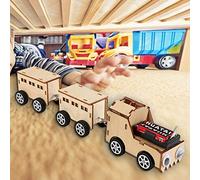 HUSHUI Modèle de Train électrique pour Enfants, Jouet pour L'éducation Précoce, en Bois Naturel, 2 Pièces, Idéal pour L'apprentissage Créatif