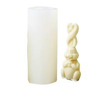 HUSHUI Moule à Bougie en Silicone, en Forme de Lapin à Longues Oreilles, Moule de Fabrication de Bougies à Dégagement Facile pour L'artisanat de Bricolage, 1 unité (C03-1 Grande taille)