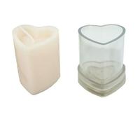 HUSHUI Moule en Silicone 3D Amour Coeur, Fait à la Main en Forme de Colonne en Plastique, Aromathérapie Bricolage Bougie Faisant l'Outil