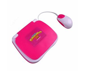 HUSHUI Ordinateur Portable d'apprentissage Bilingue pour Enfants, Fonction Musicale Interactive pour L'apprentissage éducatif Précoce, Anglais, Espagnol, ABS (Rose)