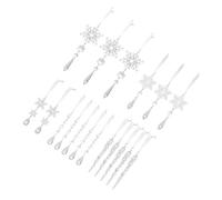 HUSHUI Ornement de Noël en Cristal 18 Pièces, Décorations Suspendues en Forme de Glaçon en Flocon de Neige en Acrylique Transparent avec Rubans pour la Décoration de la Maison de la (Transparente)