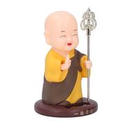 HUSHUI Ornement de Voiture de Moine à énergie Solaire, Figurine de Moine Miniature Sensible à la Lumière avec Panneau Solaire intégré, pour Tableau de Bord de Voiture, Décoration de (Brun)
