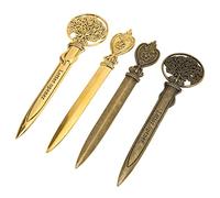 HUSHUI Ouvre-lettres 4 Pièces, Couteau Ouvre-courrier Rétro en Alliage de Zinc avec Poignée Ergonomique Confortable et Lissage, pour une Utilisation à la Maison et au Bureau